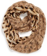 Thumbnail for your product : Lulu Leopard Print & Lace Infinity Scarf (Juniors)