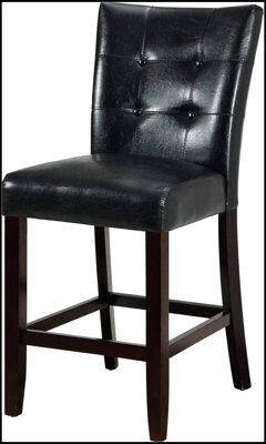 Wildon Home Modern Counter Height Chairs Black Faux Leather Tufted Set of 2 High Chairs for Elegant Dining Seating