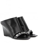 Thumbnail for your product : Balenciaga Embellished Leather Wedge Mules