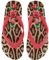Thumbnail for your product : Dolce & Gabbana Rose & Leopard Print Rubber Flip Flops