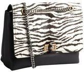 Thumbnail for your product : Lanvin black zebra printed pony hair and leather medium 'Happy' shoulder bag