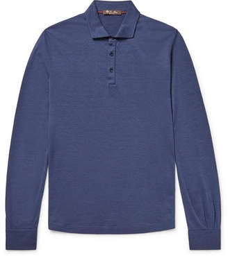 Loro Piana Silk and Cotton-Blend Polo Shirt - Men - Storm blue