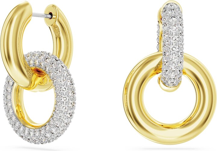 Swarovski Dextera hoop earrings, Asymmetrical design, Interlocking loop
