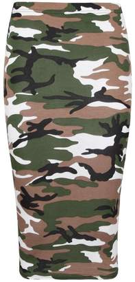 Roland Mouret Fashions New Women's Printed Pencil Skirt, Midi Skirt Normal and Plus Size (Large/ XL, Camouflage)