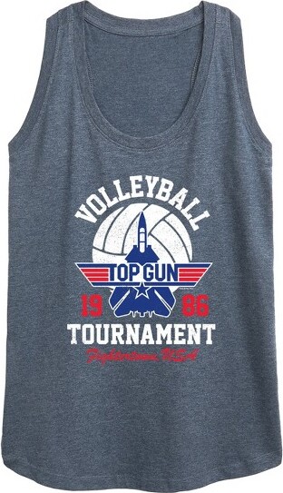 Top Gun Women'sTopGunVolleyballTournamentGraphicRacerbackTank-HeatherBlue-Medium