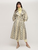 Thumbnail for your product : ZEYNEP ARCAY Oversize Snake Print Leather Trench Coat