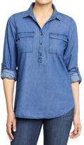 Thumbnail for your product : Old Navy Women's Chambray Henleys