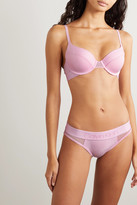 Thumbnail for your product : Calvin Klein Underwear Demi Lace-trimmed Stretch-jersey Underwired Bra
