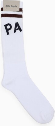 Palm Angels White cotton sports socks