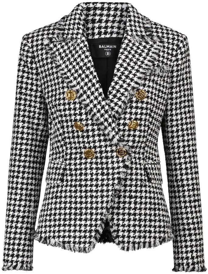 balmain houndstooth blazer