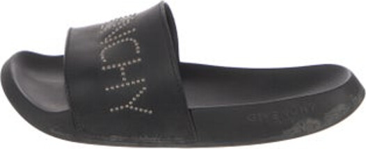 Givenchy Leather Slides Black Studded Accents Size not listed, estimated from measurements. Designer