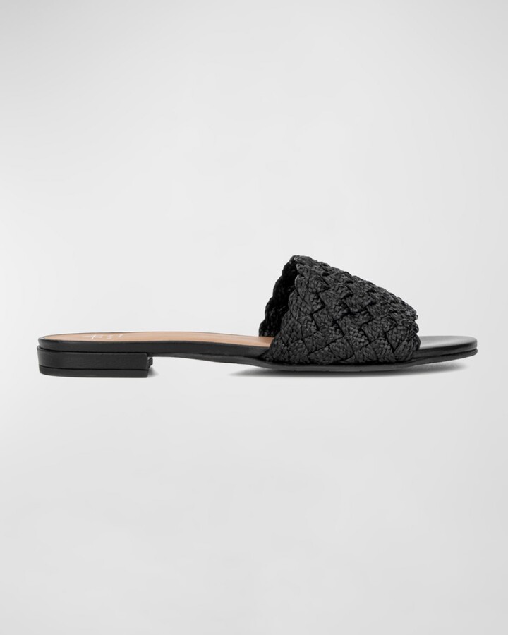 Aquatalia Tatia Woven Raffia Flat Sandals - ShopStyle