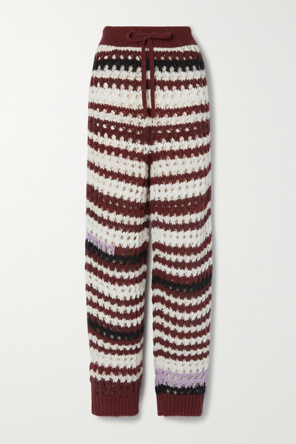 Marni Striped Crochet-knit Straight-leg Pants - Cream - ShopStyle