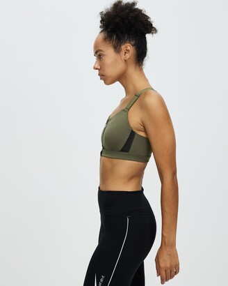 Nike Dri Fit Shape High Support Padded Front Zip Sports Bra Green