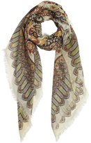 Thumbnail for your product : Gucci ivory cotton-linen blend pattern printed scarf