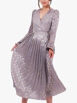 Thumbnail for your product : Little Mistress Satin Pleated Wrap Midi Dress, Lilac/Gold