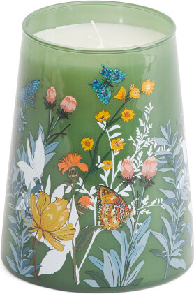 TJMAXX 26Oz Scented Candle With Butterflies And Botanical Decals