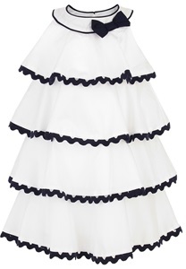 Kate Mack Biscotti White & Navy Ricrac Dress