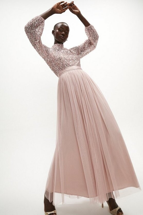 blush sequins dress