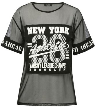 M&Co New York print mesh t-shirt