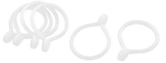 Unique Bargains 6x Noose Shower Curtain Rod Hanger Ring Clasp Drape Accessories Plastic White