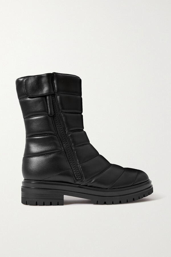 Gianvito Rossi Quilted Faux Leather Ankle Boots - Black