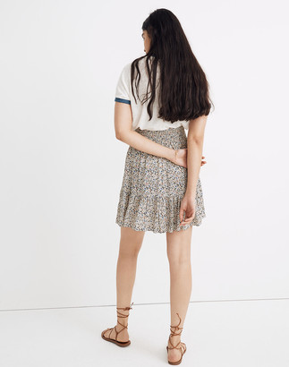 Madewell Tie-Waist Tiered Mini Skirt in Fieldwalk Floral
