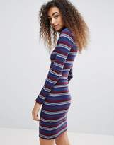 Thumbnail for your product : Brave Soul Sabrina Roll Neck Dress In Stripe Rib