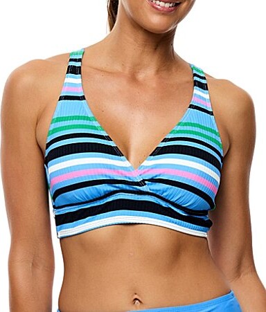 Athena Next by Wide Stripe D-Cup Size Bra Surplice Swim Top