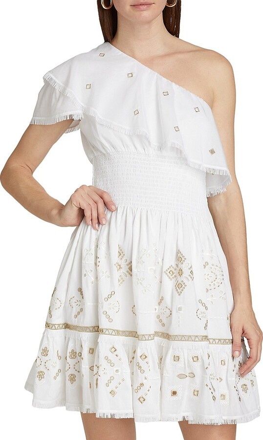 Kobi Halperin Brooklyn Embroidered One-Shoulder Minidress