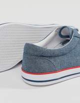 Thumbnail for your product : ASOS Design Boat Shoes In Blue Chambray With Red And Navy Detail