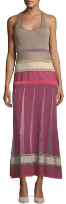 Agnona Sleeveless Mixed-Knit Maxi Dress