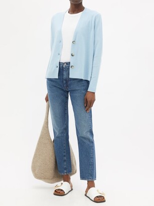 Allude V-neck Cotton And Cashmere Cardigan - Light Blue