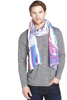 Thumbnail for your product : Etro blue and purple striped paisley linen scarf