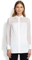 Thumbnail for your product : Alice + Olivia Sheer-Detail Collared Blouse