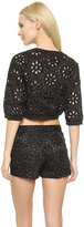 Thumbnail for your product : Vera Wang Collection Eyelet Cropped Tee