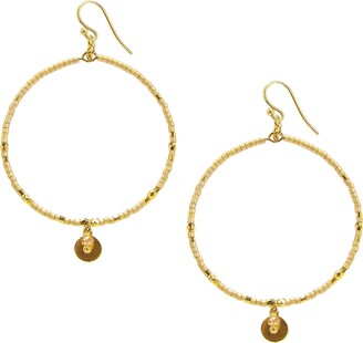 Chan Luu Hoop Earrings in Gold Seed Beads with Dangle Charm