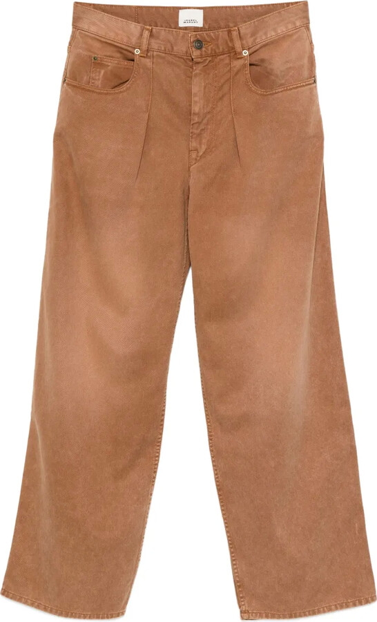 Isabel Marant Pleat Cotton Straight-Leg Jeans