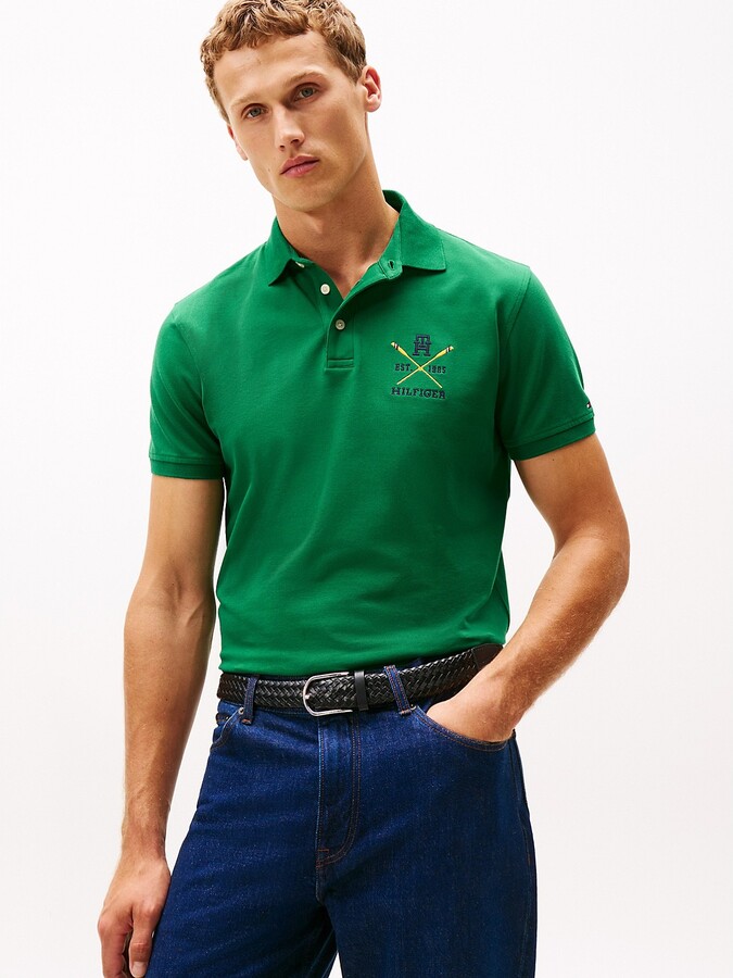 Tommy Hilfiger Men's Regular Fit Rowing Crew Logo Polo - Green - XXXL
