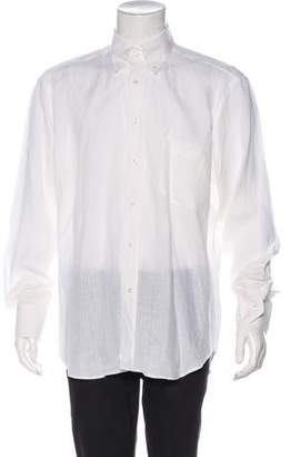 Loro Piana Solid Linen Dress Shirt