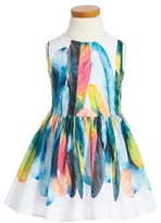 Thumbnail for your product : Halabaloo Girl's Feather Graphic Fit & Flare Dress