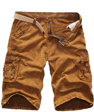 Elonglin Mens Casual Cargo Shorts Multi Pockets Capri Pants 34 (Asian 36)