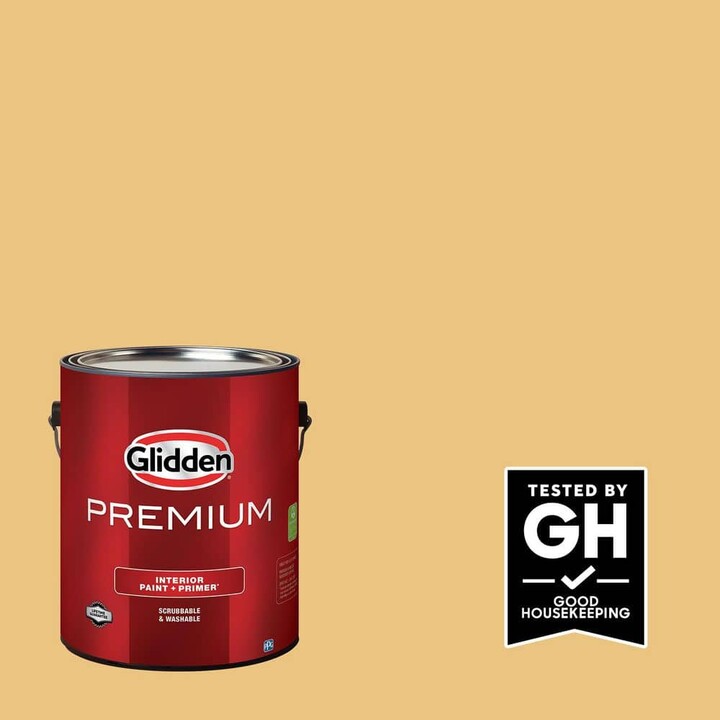 Glidden Premium 1 gal. PPG1208-4 Gold Buff Satin Interior Latex Paint
