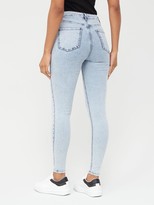 Thumbnail for your product : Very Ella High Waist Acid Wash Skinny Jeans - Mid Wash
