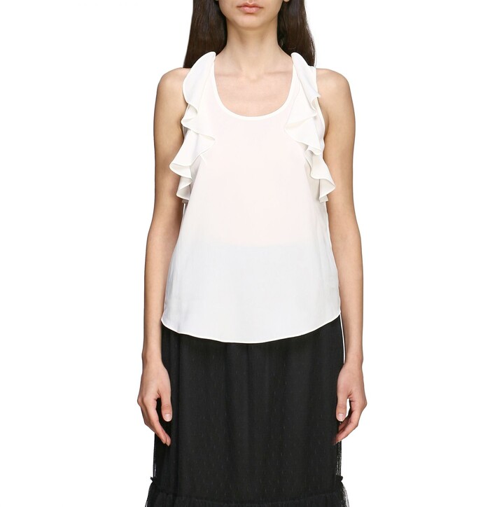 sleeveless top with ruffles