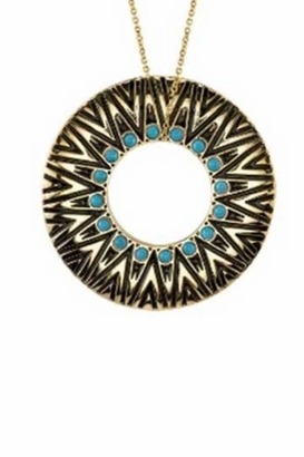 House Of Harlow Circle Pendant Necklace in Turquoise