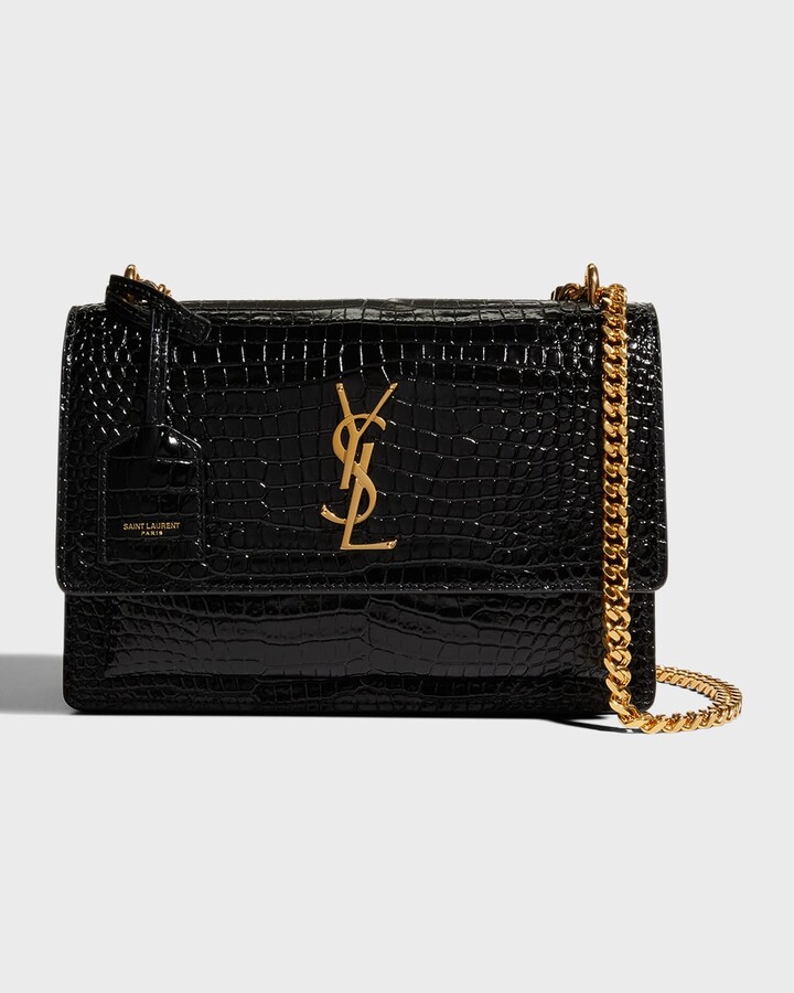 Saint Laurent Sunset Medium CrocEmbossed Crossbody Bag ShopStyle