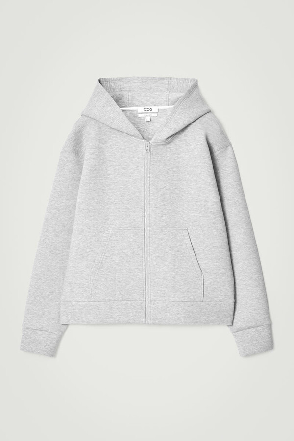 Oversized Scuba-Jersey Zip-Up Hoodie