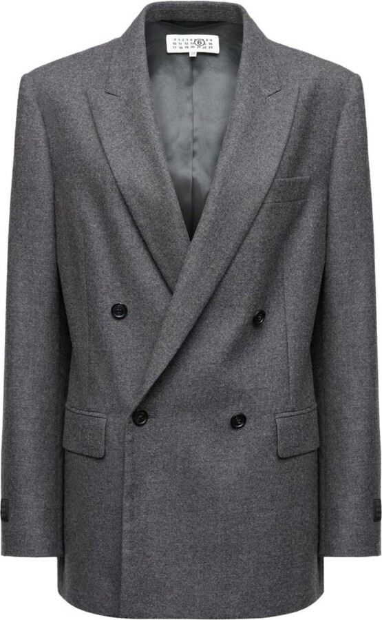 MM6 MAISON MARGIELA Grey Double-Breasted Blazer