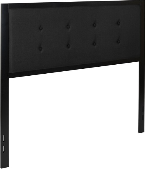 Emma and Oliver EmmaandOliverFullSizeUpholsteredMetalPanelHeadboardinTuftedBlackFabric